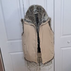 Tan Faux Fur Lined Vest